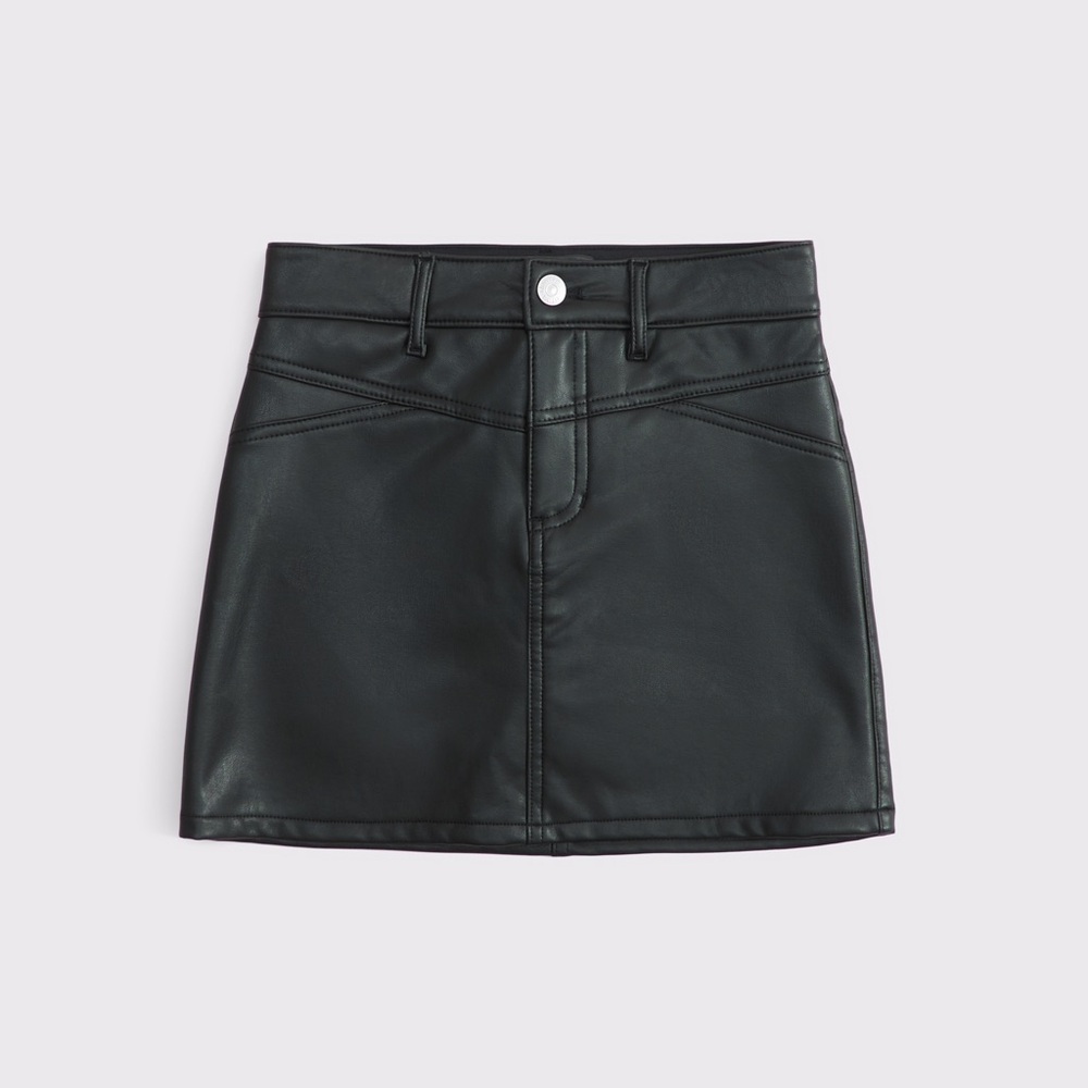 Abercrombie Kids Girls Black Vegan Leather Mini Skirt Sz 7/8